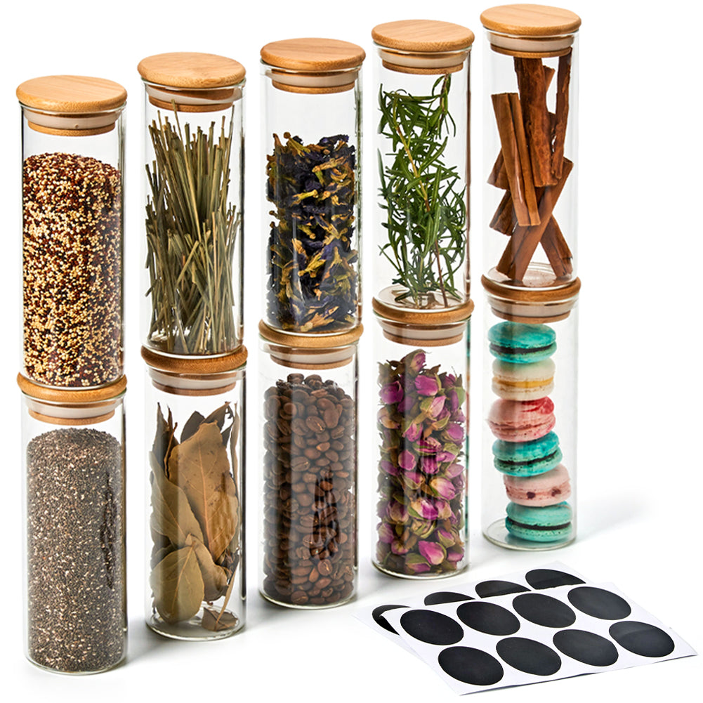 Organize Your Kitchen With These Glass Spice Jars With Bamboo